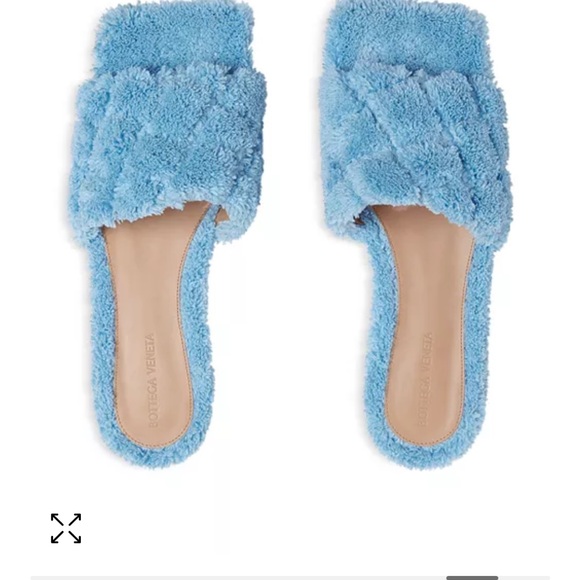 Bottega Veneta Blue Shearling Furry Sandal NWT 💯 authentic super cute! - Picture 2 of 16